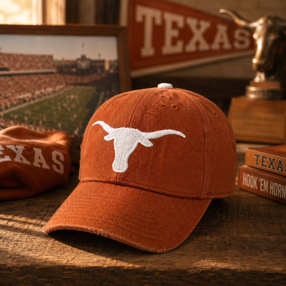Varsity Collection Texas Longhorns Distressed Fitted Hat Burnt Orange NCAA Cap